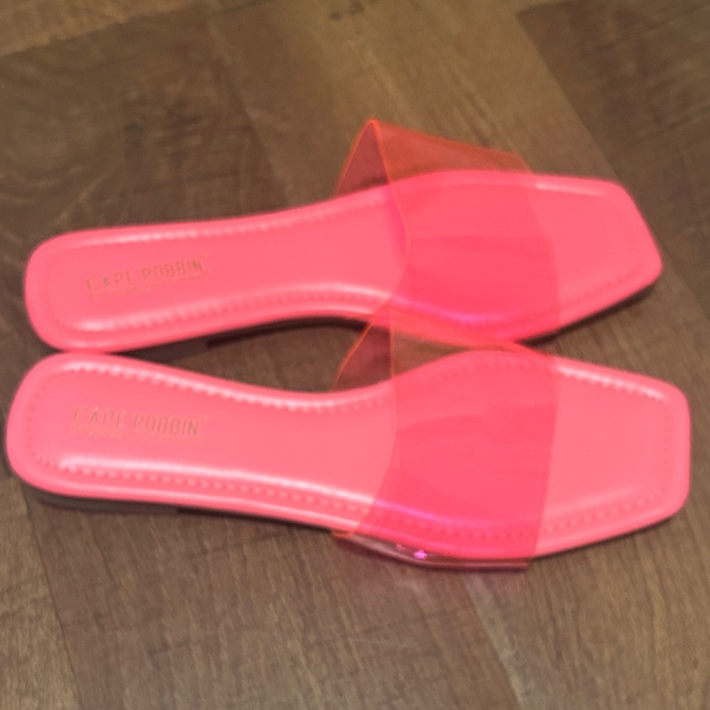 Cape Robbin Mariah Neon Pink Slide Sandals
